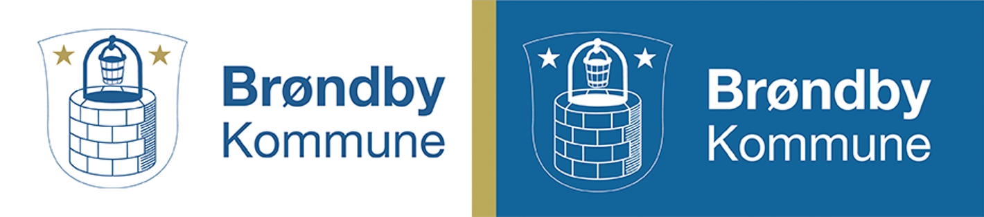 Brøndby Kommunes byvåben i to farvevarianter
